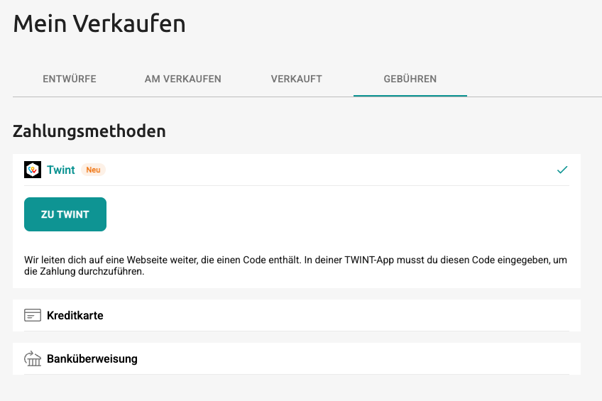 Example of TWINT payment